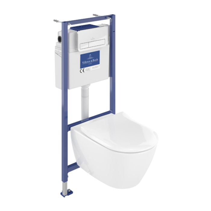 Pack WC sans bride Subway 2.0 abattant frein de chute + bâti-support sol et mur Viconnect PRO + plaque Chromé