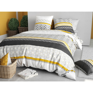 Parure housse de couette 100% coton 57fils + 2 taies