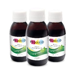 PEDIAKID - Toux Sèche & Grasse - Formule Exclusive au Sirop d'Agave - Calme la Toux - Soulage l'irritations de la Gorge - Arôme Naturel Citron - Lot de 3 flacons 125 ml