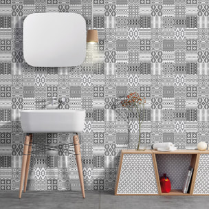 Stickers muraux - Sticker Mural Carrelage adhésif Cuisine Salle de Bain - 60 STICKERS CARREAUX DE CIMENT AZULEJOS ELIONO