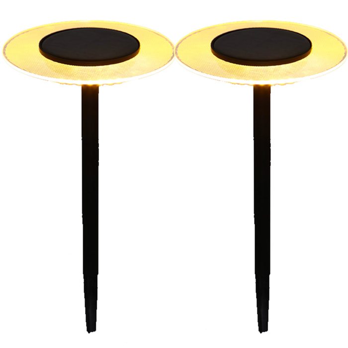 2 balises solaires à piquer UFO H35cm