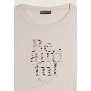 Canotta con fondo svasato e grafica con borchie