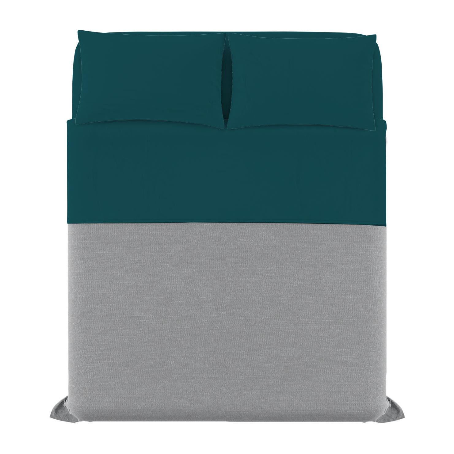 COMPLETO LETTO MAX COLOR MADE IN ITALY COTONE- VERDE PETROLIO MATRIMONIALE