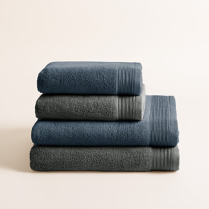 Lot de 4 serviettes en acier bicolores Harmony Denim - Zero Twist - 600 grammes