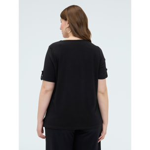 Fiorella Rubino - T-shirt in jersey con drappeggio - Nero