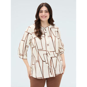 Fiorella Rubino - Blusa stampa geometrica in viscosa - Beige