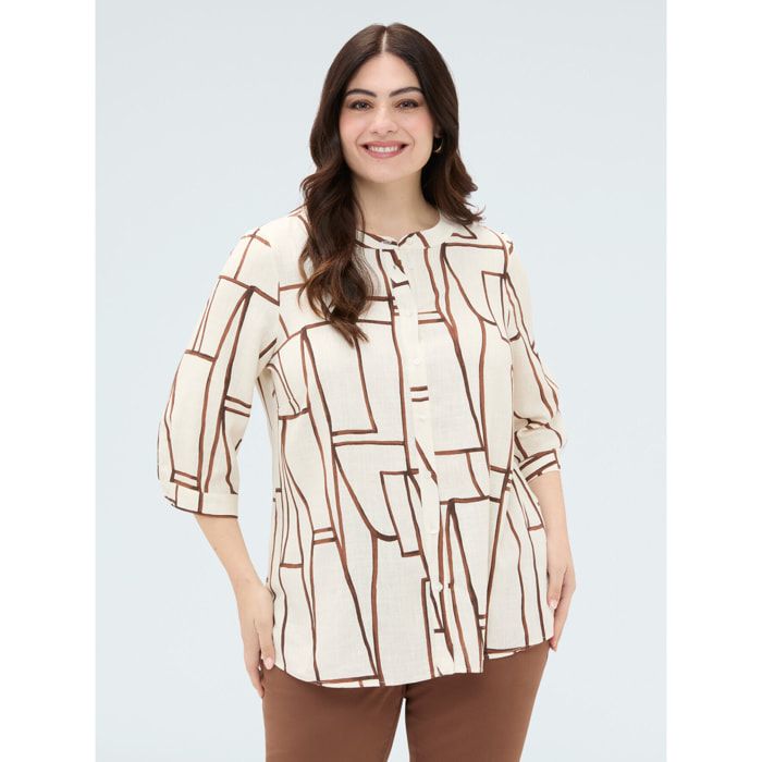 Fiorella Rubino - Blusa stampa geometrica in viscosa - Beige