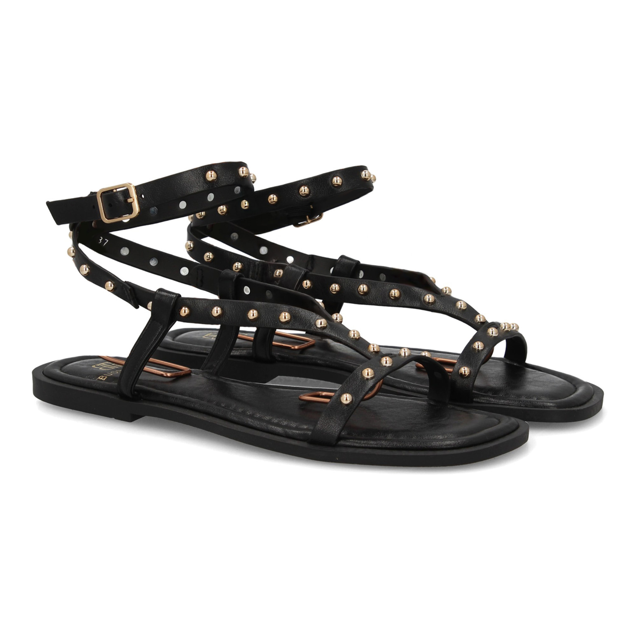 Sandalia plana mujer con tachuelas metálicas