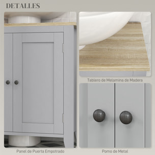 Mueble bajo Lavabo Mueble de Baño con 2 Puertas y Estante Ajustable Armario de Baño para Lavabo con o sin Pedestal Estilo Moderno 60x30x60 cm Gris