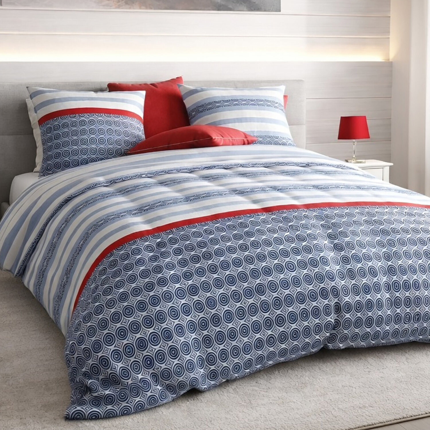 Parure housse de couette 3pcs 100% coton 57fils santorini
