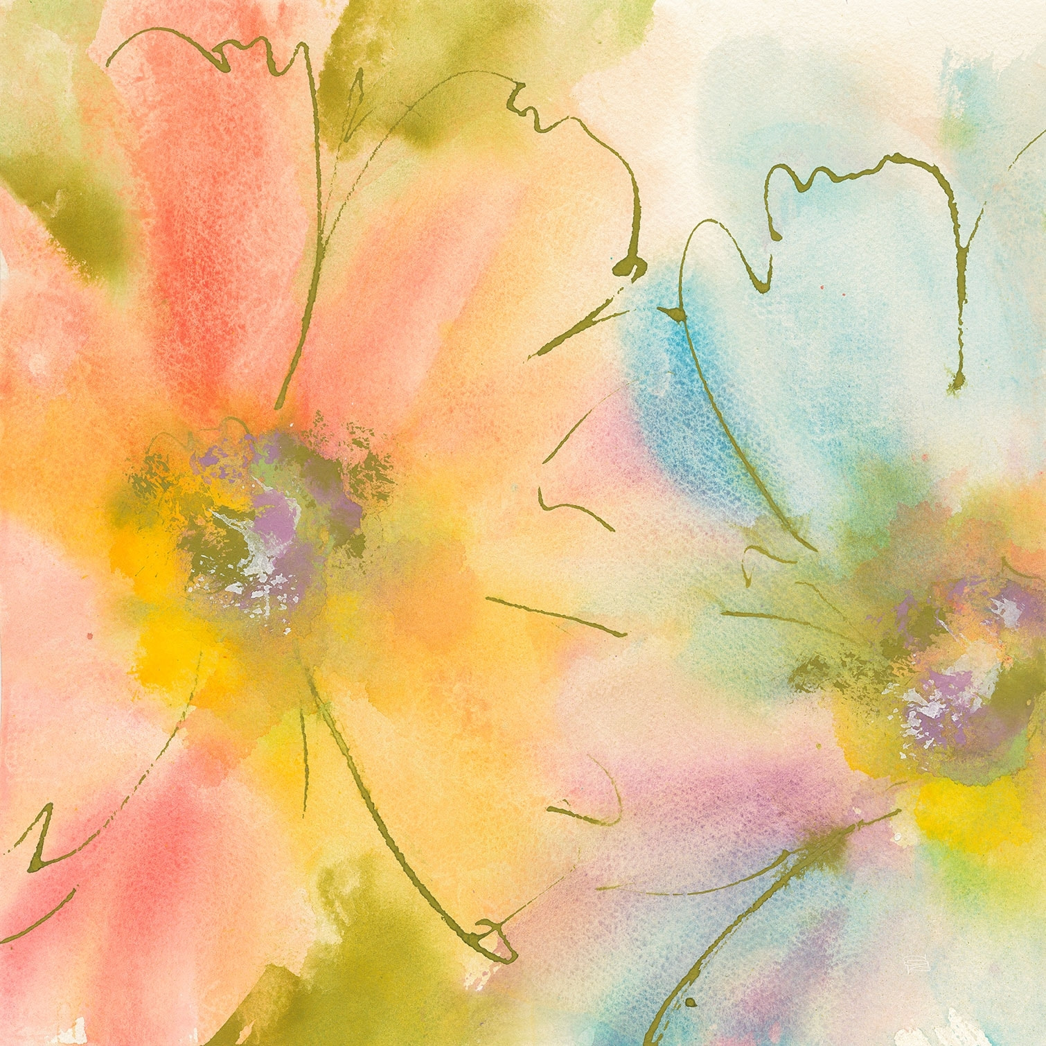 Tableau pastel flower Toile imprimée