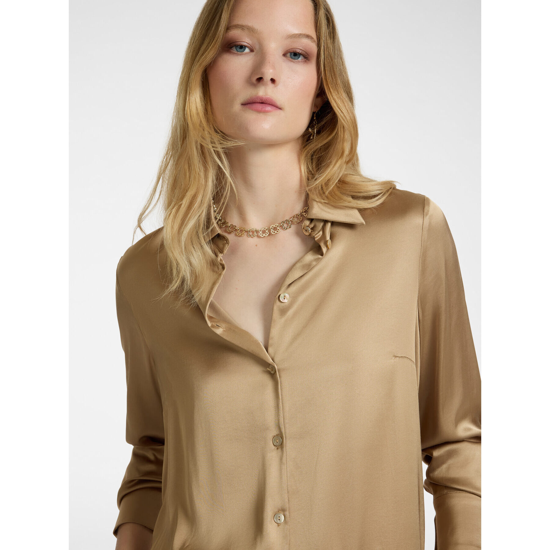 Elena Mirò - Camisa de satén elástico - Beige