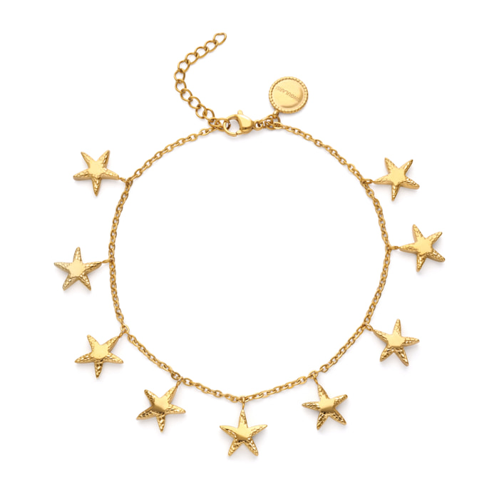 Tobillera Estrellas del Mar Acero Baño Oro