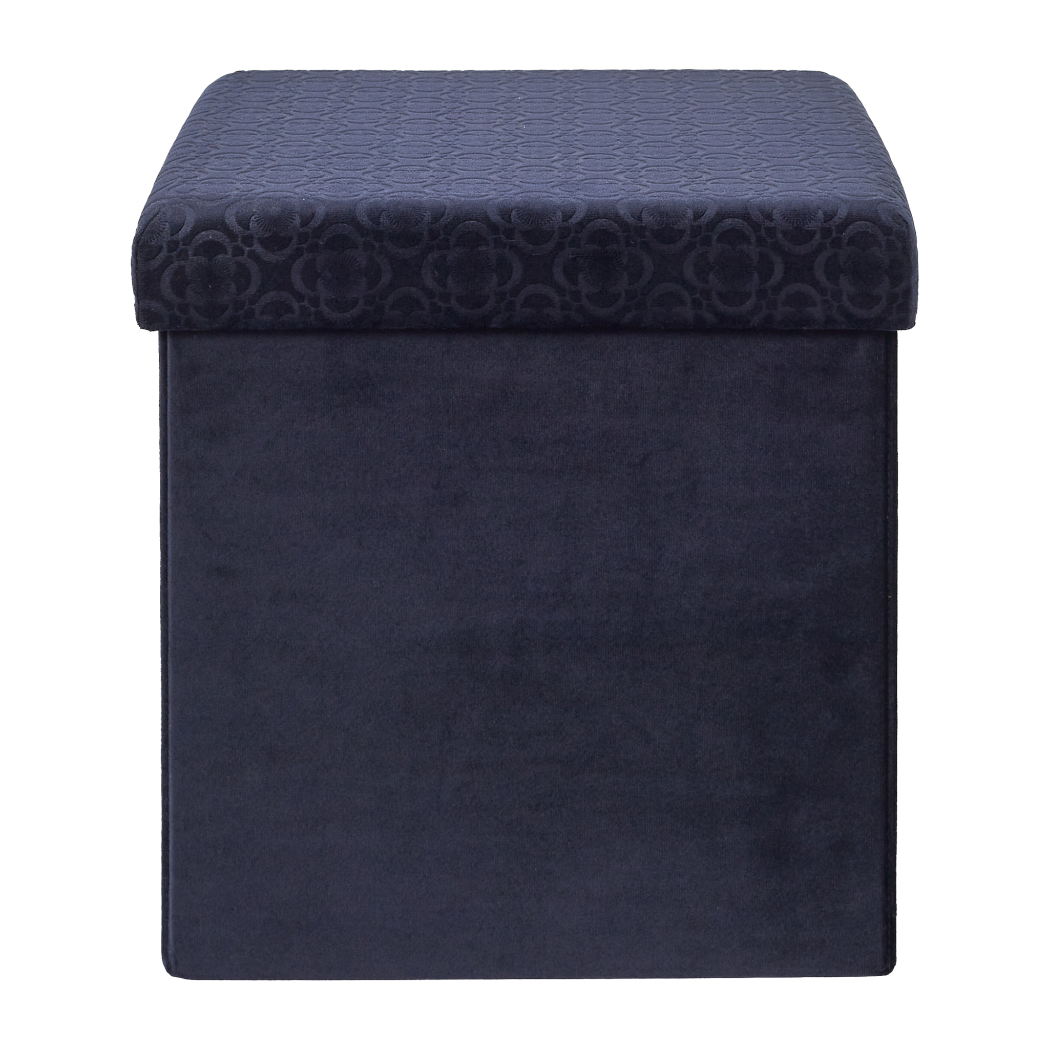 Coffre Pouf Pliable Retro Bleu Nuit