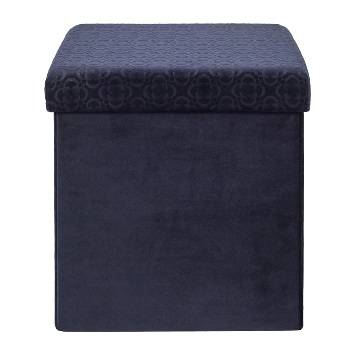 Coffre Pouf Pliable Retro Bleu Nuit