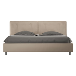 Lit king size avec sommier rembourré 200x210 similicuir taupe Appia Large