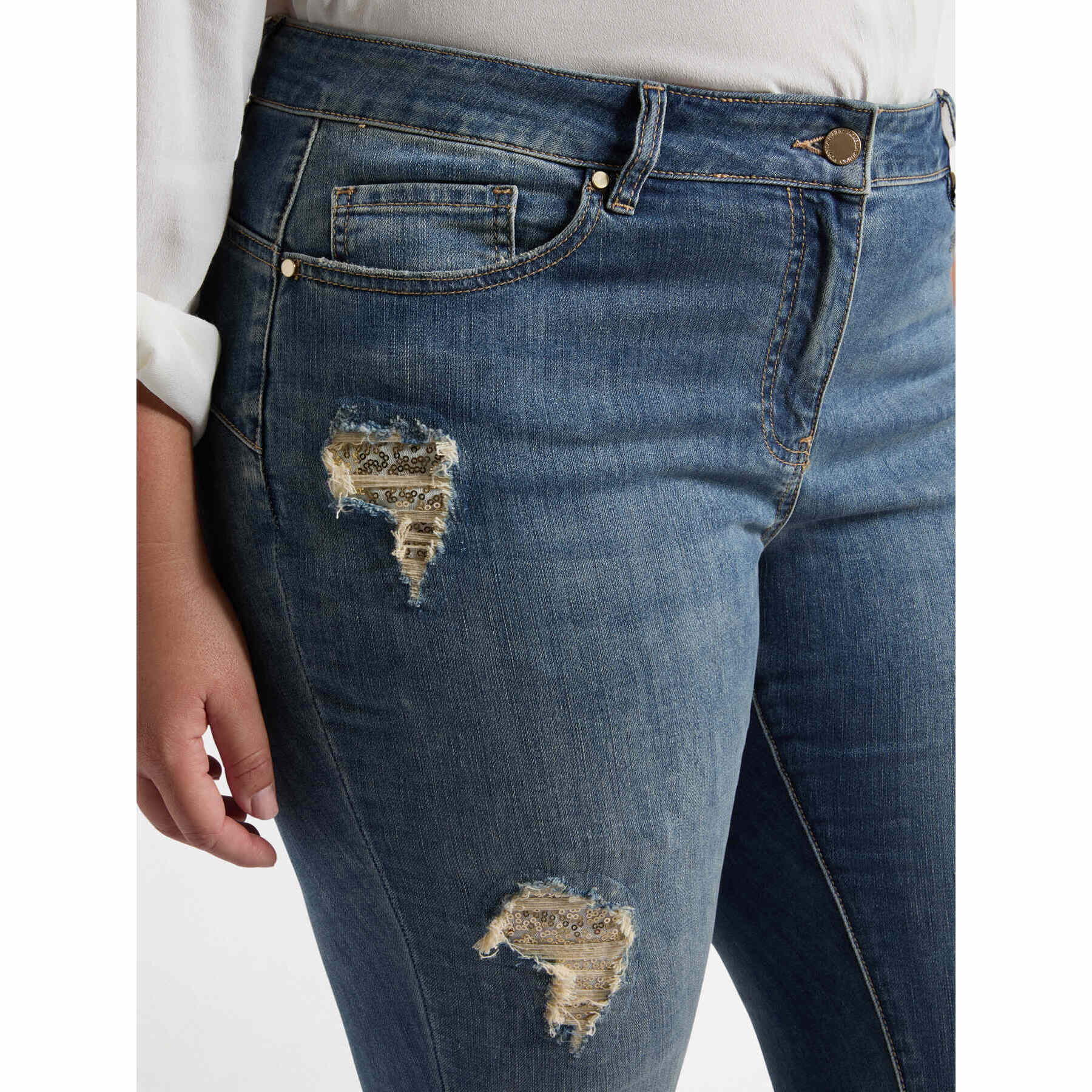 Fiorella Rubino - Vaqueros skinny con bordados - Azul