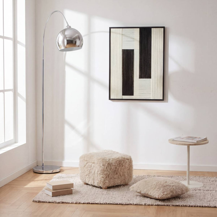Tabouret Duvia carré H.30cm fourrure beige