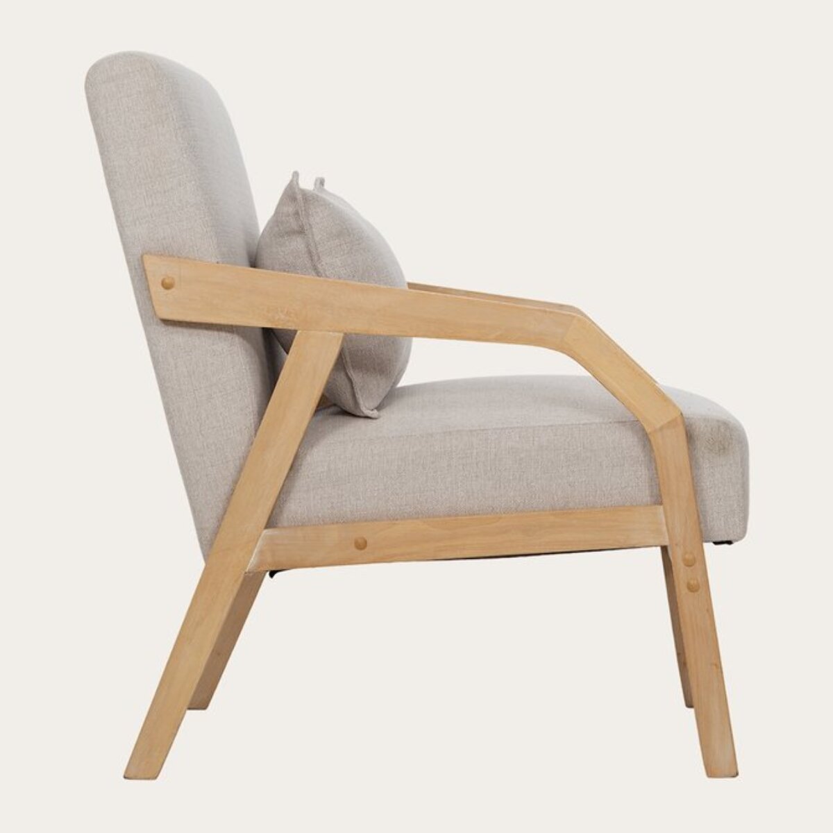 Fauteuil Limae -bois massif dhévéa et revêtement-couleur naturel 64 x 84 x 77 cm