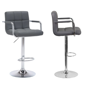Lot de 2 tabourets de bar gris avec accoudoirs MIKE
