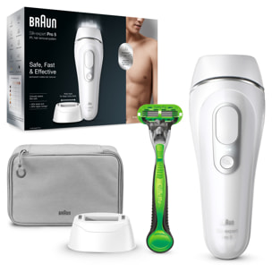 Braun IPL 5 (Épilateur A Lumière Pulsée) Pour Homme - Avec Rasoir et Trousse de Rangement - Blanc/Argent