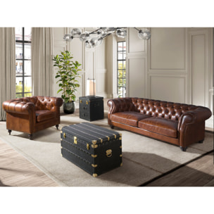 Baúl Angel Cerdá con estructura de madera MDF tapizada en piel de origen vacuno en negro 55x50x62cm