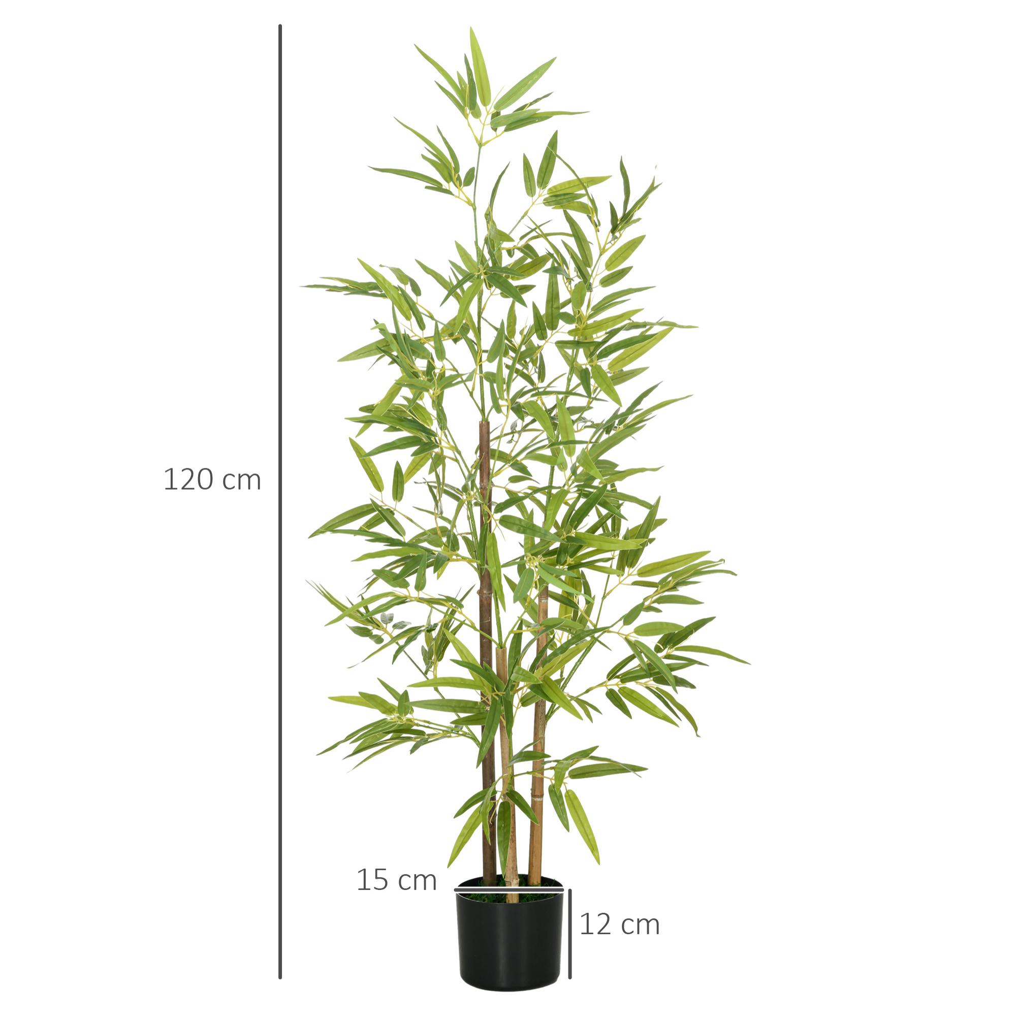 2 Plantas Artificiales con Maceta Plantas Sintéticas de Bambú con 498 Hojas para Decoración en Salón Oficina Casa Ø15x120 cm Verde