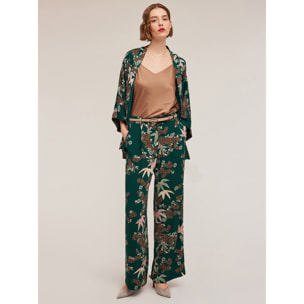 Motivi - Pantaloni palazzo con pieghe fantasia decò - Verde