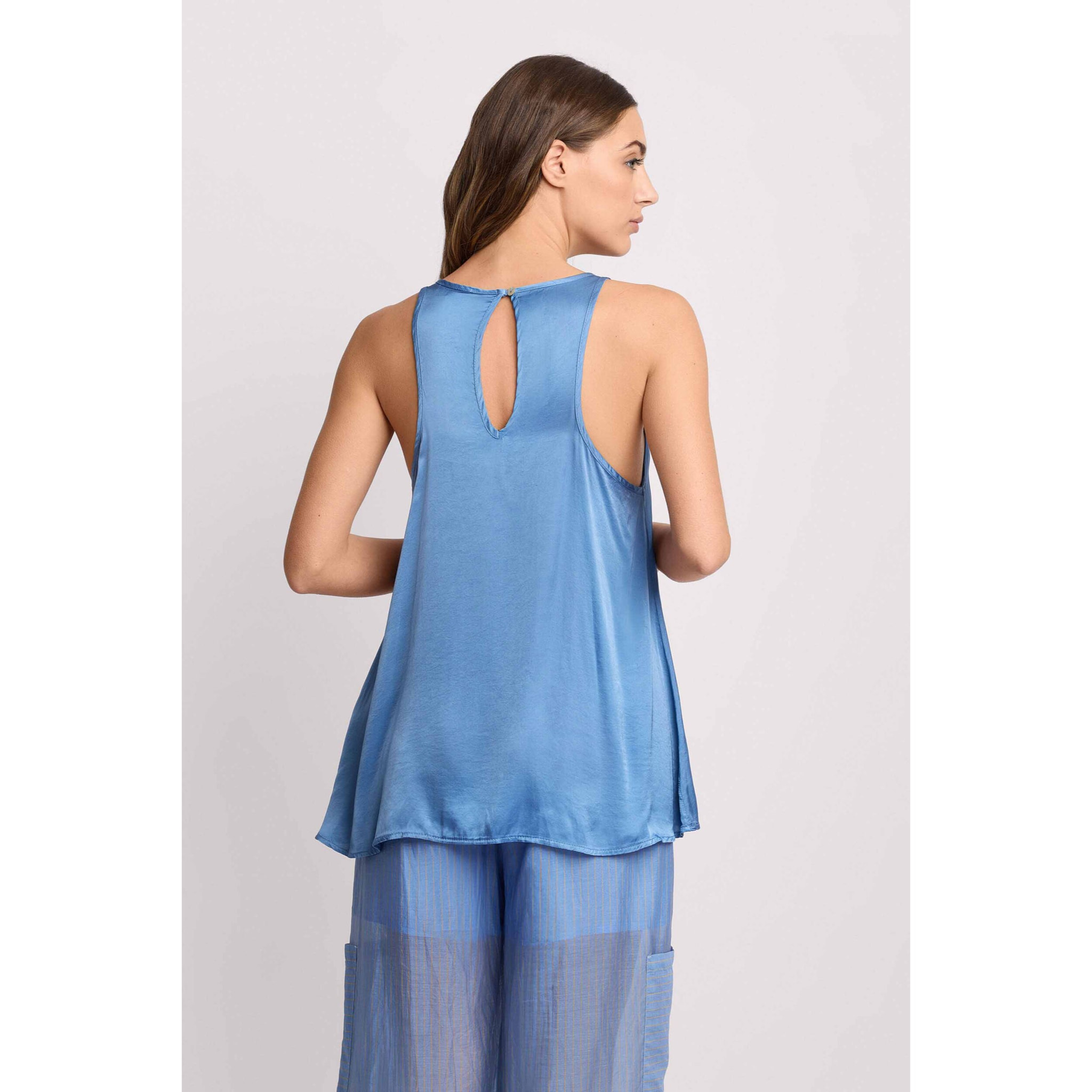 Kocca - Top smanicato in viscosa Donna, Tinta unita, Girocollo