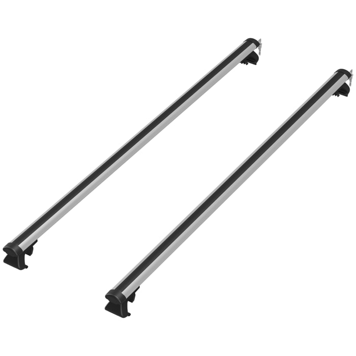 Barres de toit de voiture verrouillables 2 clés fournies dim. 123,5L x 5,5l x 7H cm aluminium noir