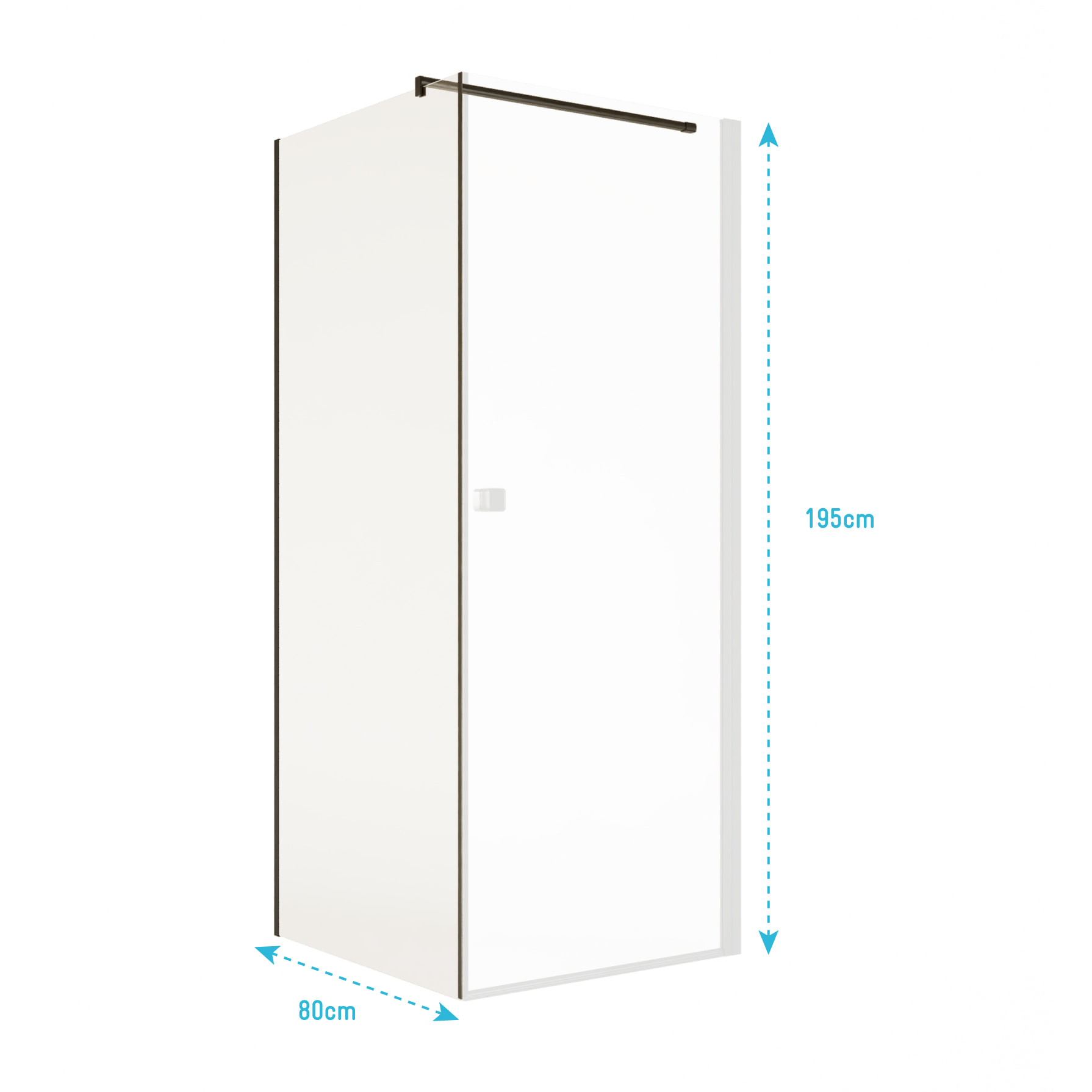 Retour pour Porte de Douche 80x195cm Verre Trempe 8mm Anticalcaire - Alu Noir - DARK ELEMENTARY
