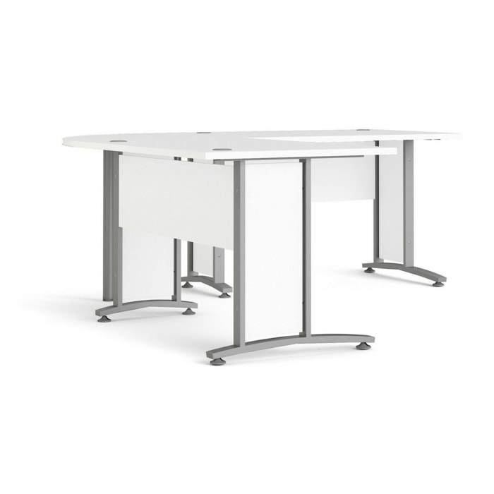 Scrivania Heling, Scrittoio multiuso, Tavolo per ufficio porta PC, Piano di lavoro, 200x200 h75 cm, Bianco e Grigio