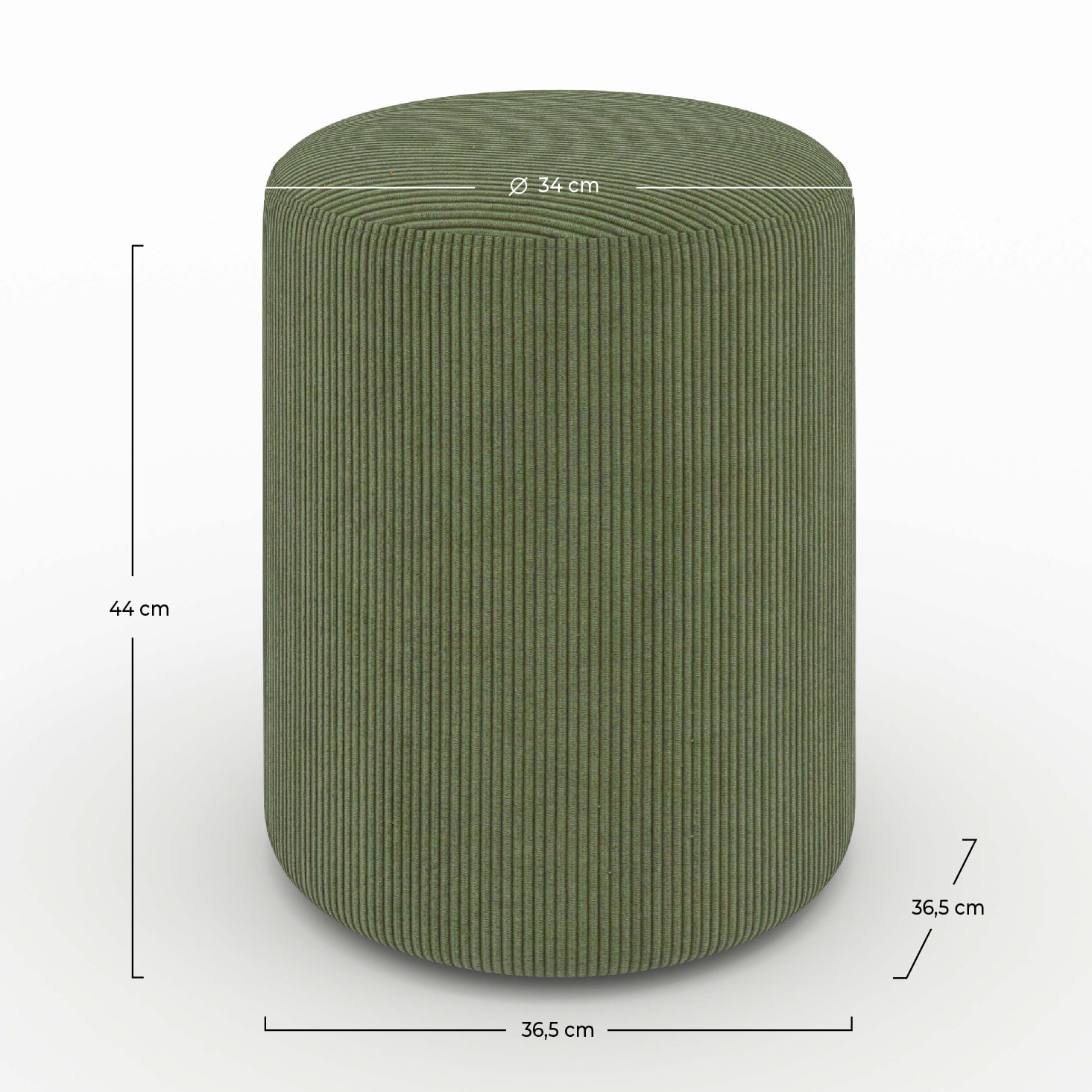 Pouf rond en velours côtelé vert - Lily