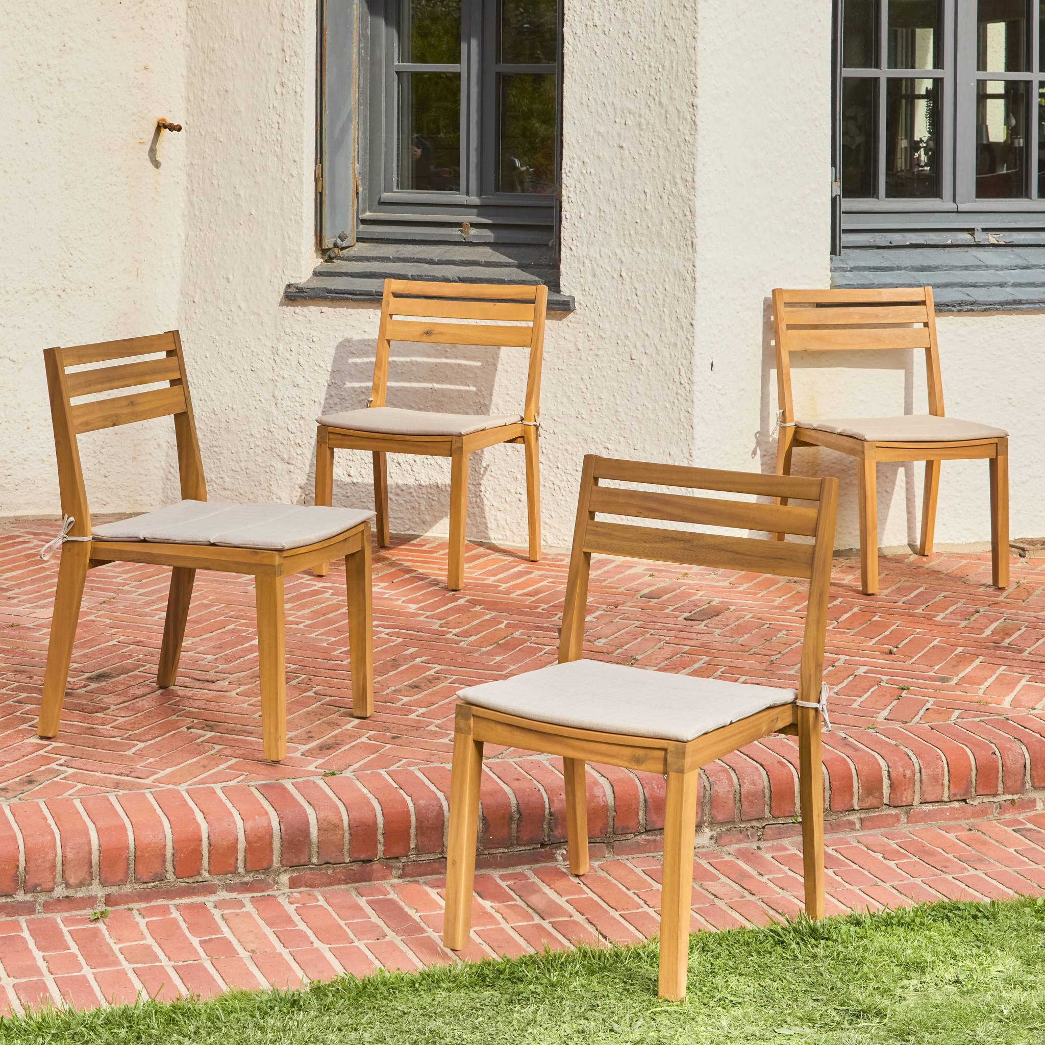 Chaise de jardin bois d'acacia (lot de 4) MERINA