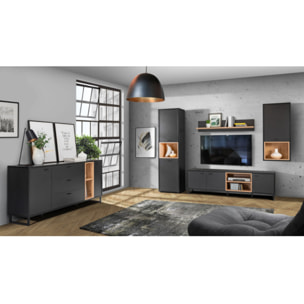 Étagère murale noire effet bois de chêne une tablette L120cm - DORY