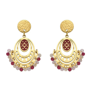 Pendientes con Cristal Rojo acabado oro 18k