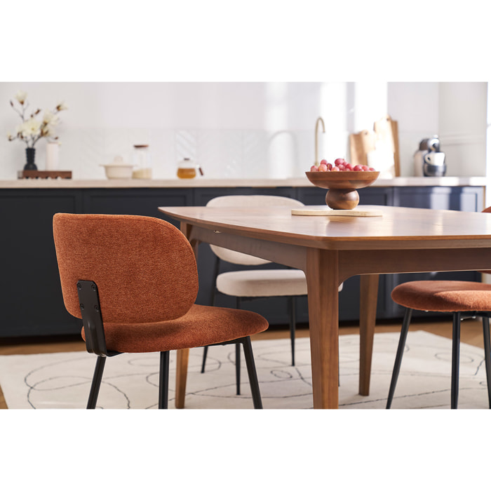 Chaises en tissu effet velours texturé terre brûlée et métal noir (lot de 2) ATRIUM