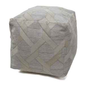 Pouf a cubo Chimera in pelle avorio