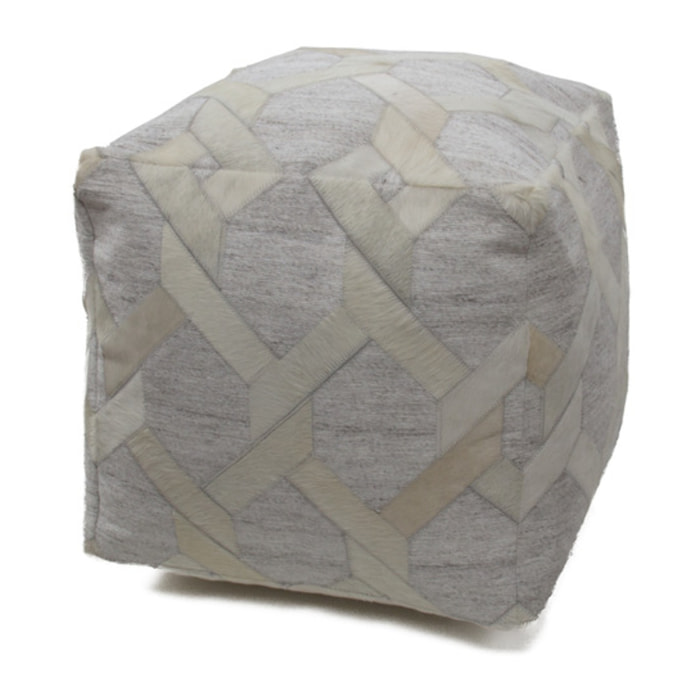 Pouf a cubo Chimera in pelle avorio