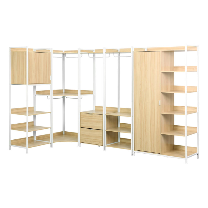 Kit dressing modulable blanc avec 5 éléments. L 360 x P 48 x H 190