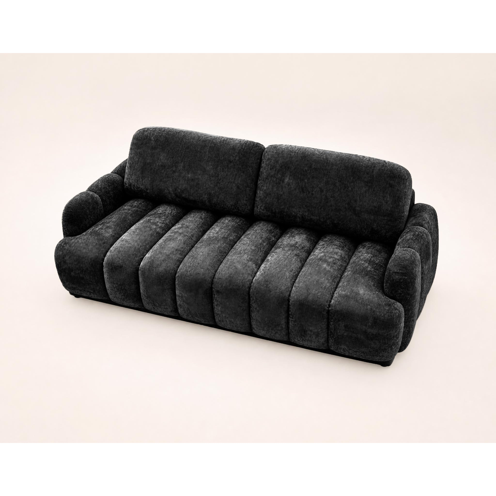 Silvia - Canapé droit 3 places convertible avec coffre - en tissu bouclette - Gris foncé