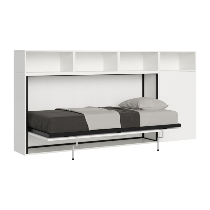 Armoire lit escamotable horizontal 1 couchage 85 Kando composition A Frêne Blanc