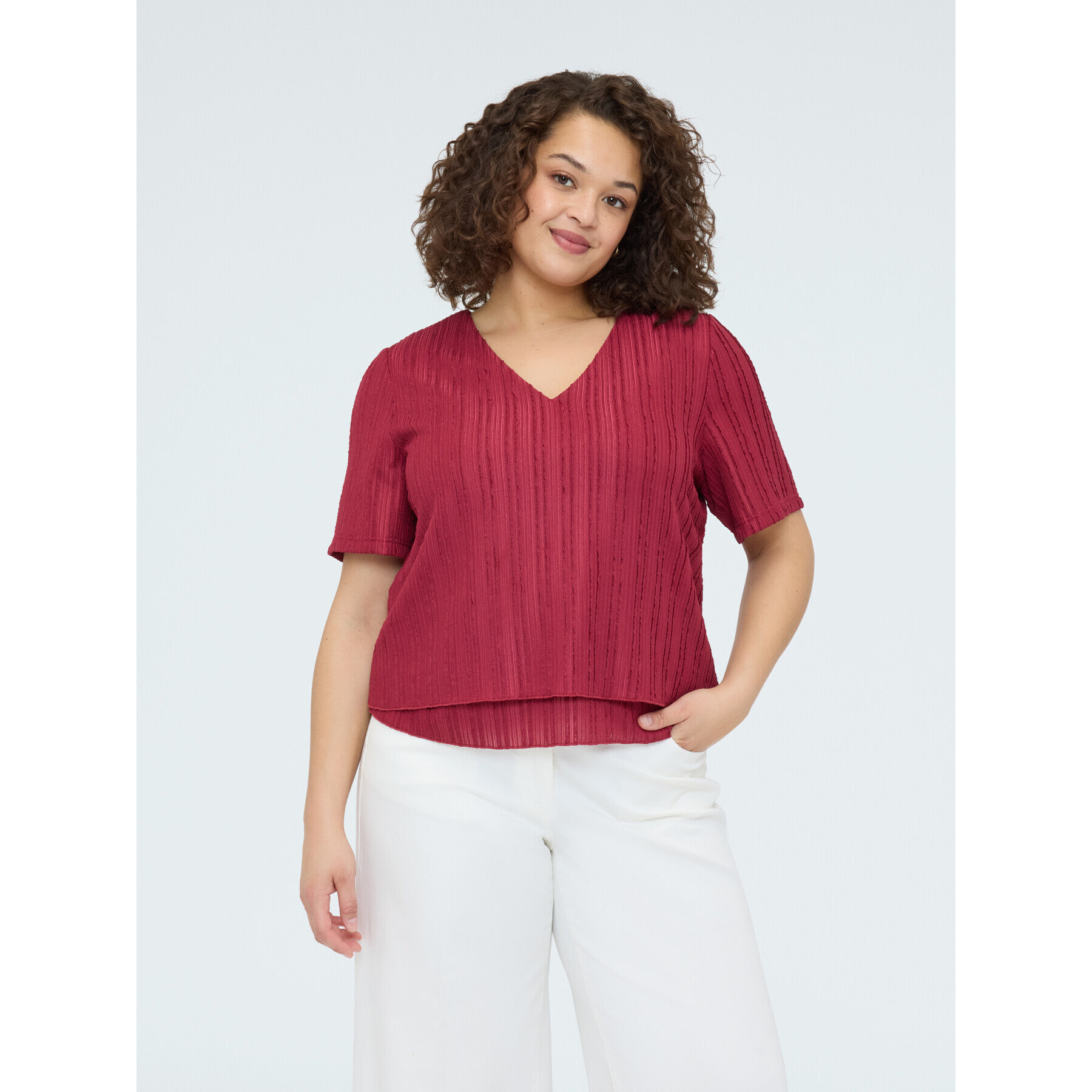 Fiorella Rubino - T-shirt in jersey a costine - Bordeaux