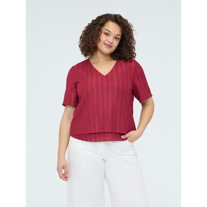 Fiorella Rubino - T-shirt in jersey a costine - Bordeaux