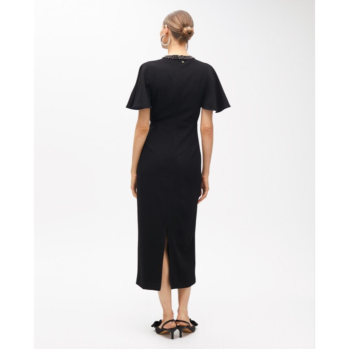 Abito Manica Mantello Collo Gioiello