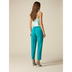 Oltre - Pantalones cropped con raya marcada - Petrol Blue