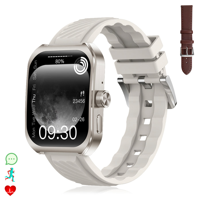 DAM Smartwatch Z88 Pro doble pulsera. Funciones outdoor, llamadas BT, notificaciones push. Funciones deportivas + salud. 5,2x1,2x4,1 Cm. Color: Plata