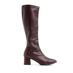 Stivale con gambale morbido e tacco quadrato - VINO