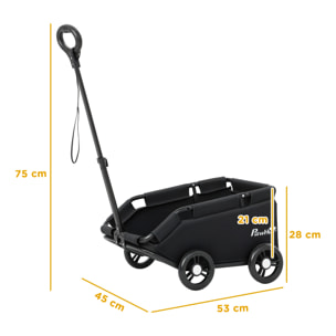 Poussette chien chariot 4 roues pliable avec poignée multidirectionnelle - nombreux équipements - noir