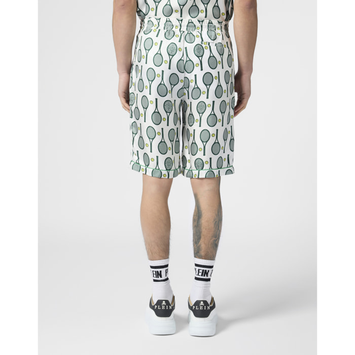 PHILIPP PLEIN Silk Drawstring Shorts Tennis
